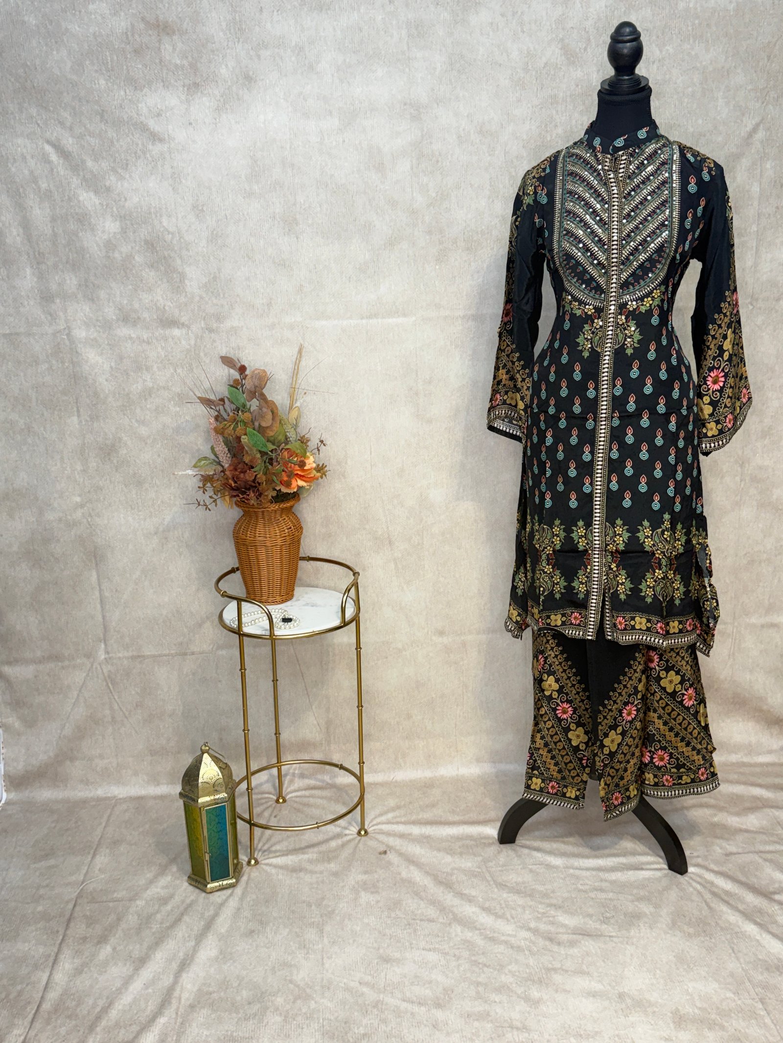 Elegant Black Pure Crepe Co-Ord Set